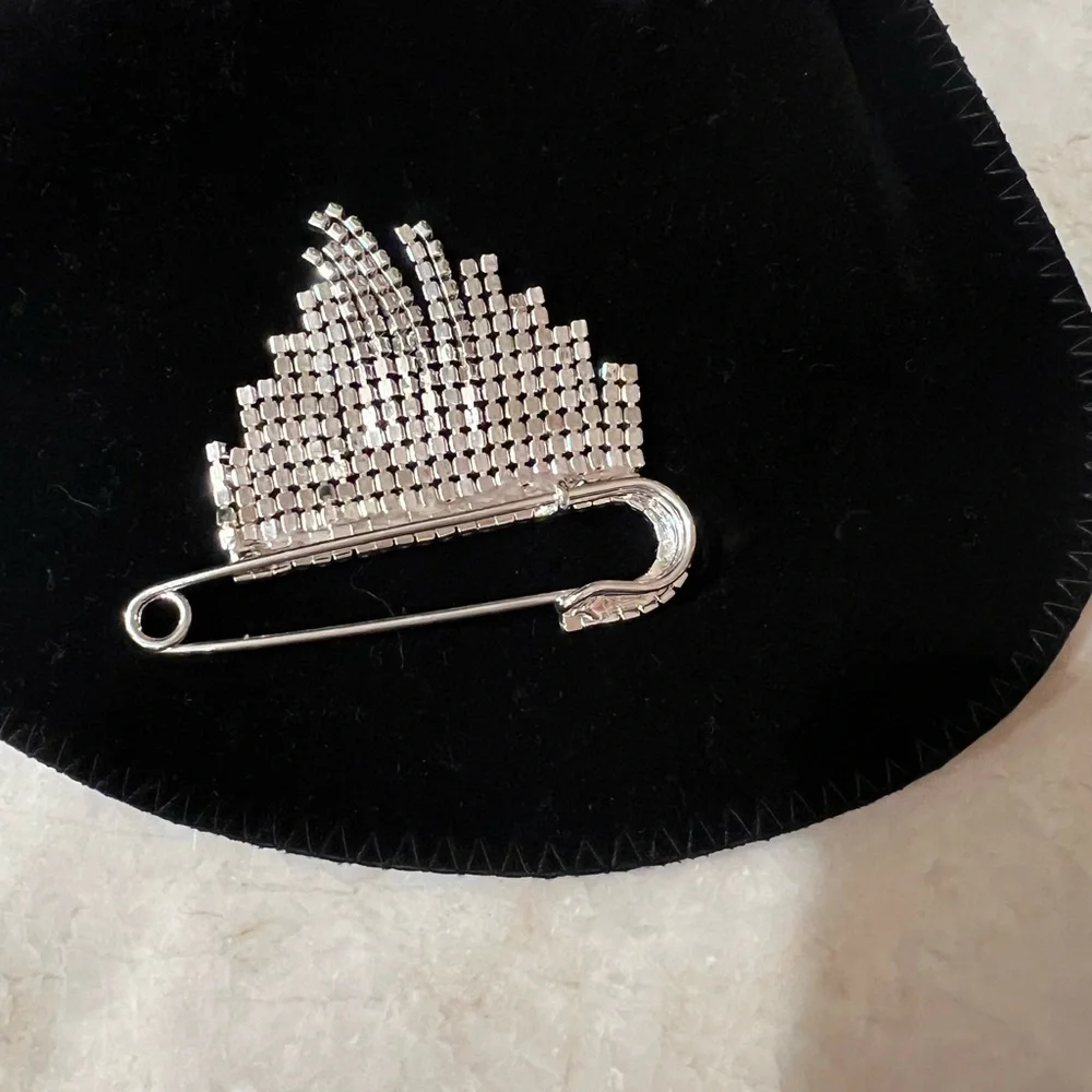 Rhinestone Safety Pin Brooch - Picture 3 of 4